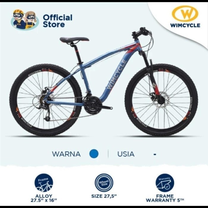 [KUALITAS TERBAIK] Sepeda gunung MTB 27.5 / 27,5 Inch Wimcycle storm New Alloy
