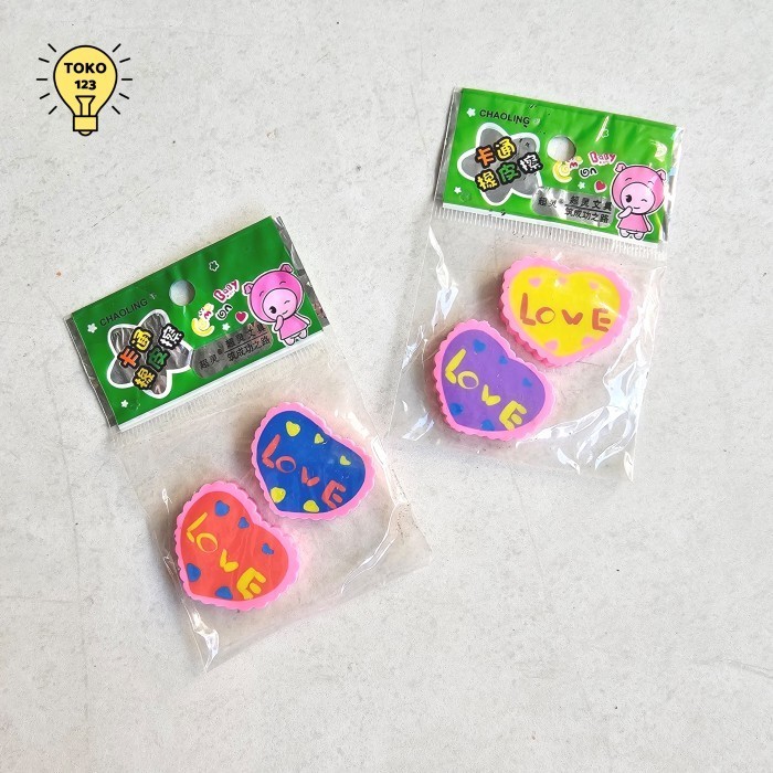 

Penghapus 1 set 2 pcs Eraser Lucu Karakter Bentuk Love Murah Alat Tulis Anak SD