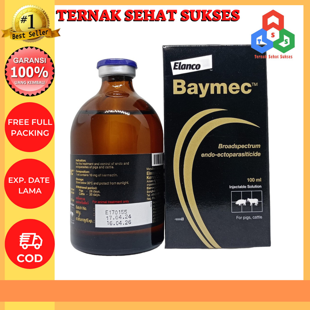Baymec Ivermectin 100ml Obat Jamur Scabies/Demodex/Antiparasit Untuk Hewan TSS1