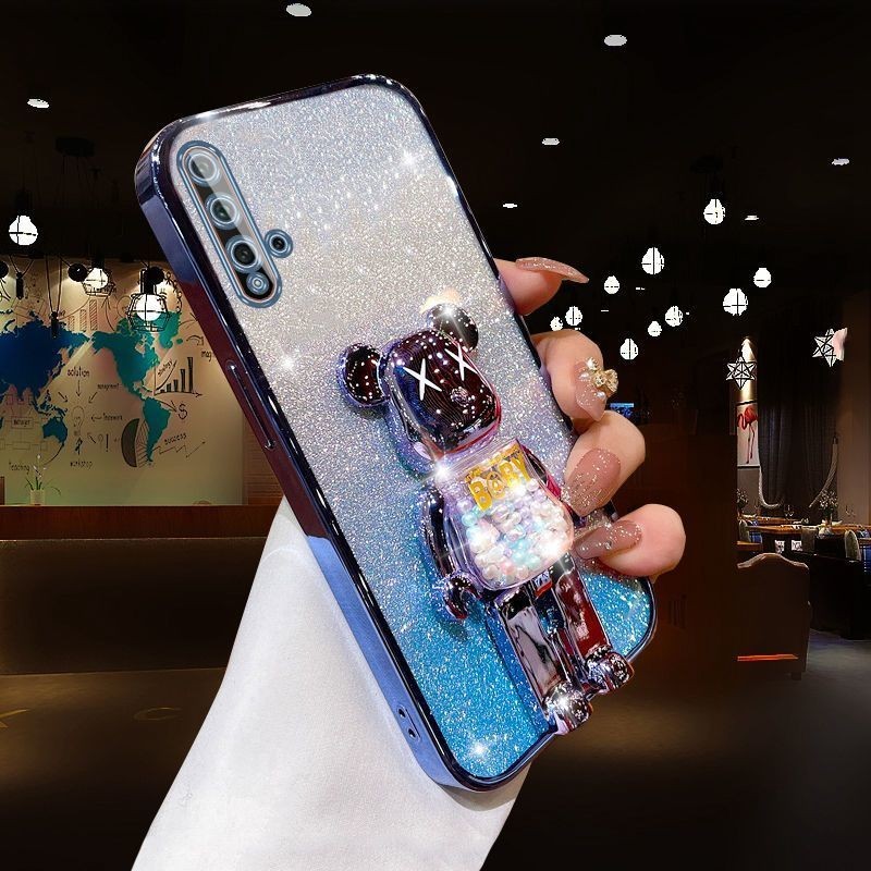 For Huawei Nova 5T Nova 4 Nova 4e Nova 3 Nova 3i case kasus 3D KWAS Beruang Lipat Berdiri Braket Bra