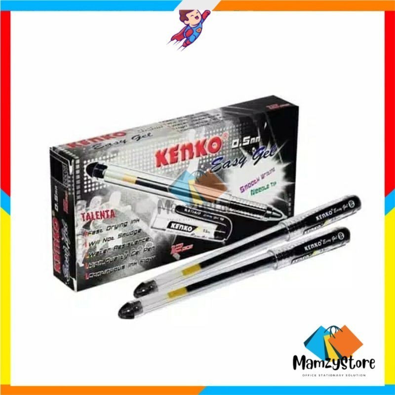 

KENKO pen easy gel 0.5 hitam pulpen pena bolpen 1 PACK / 12 Pcs