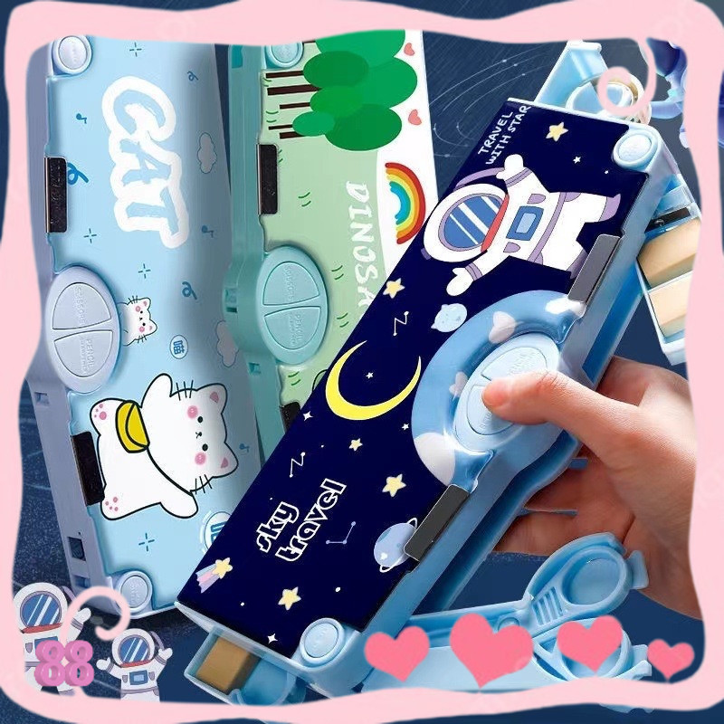 

【Puluz】Kotak Pensil Multifungsi Motif Unicorn / Dinosaurus / Astronot Untuk Anak Lengkap Peruncing Gunting Isolasi Penghapus Penggaris
