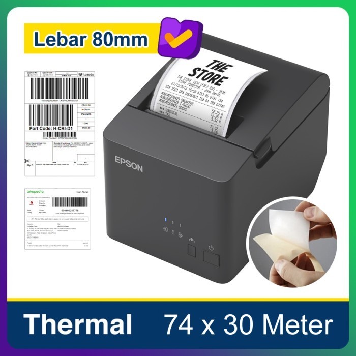 

LABEL STICKER 80 X 30 METER THERMAL 80mm PRINTER EPSON TM-T82 MOKAPOS -TAM69