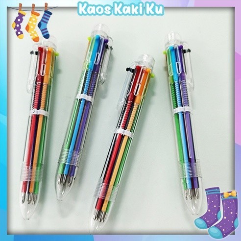 

Pulpen 6 Warna Transparan Pena Ballpont Pen Six-in-One Color 237