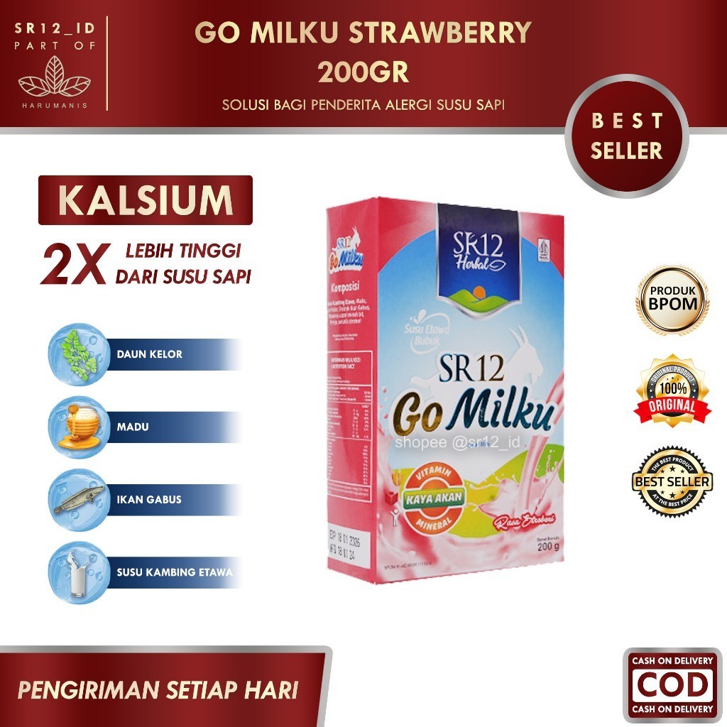 

GO MILKU STRAWBERRY 200GR SR12 / GOMILKU SR12 / SUSU KAMBING ETAWA SR12