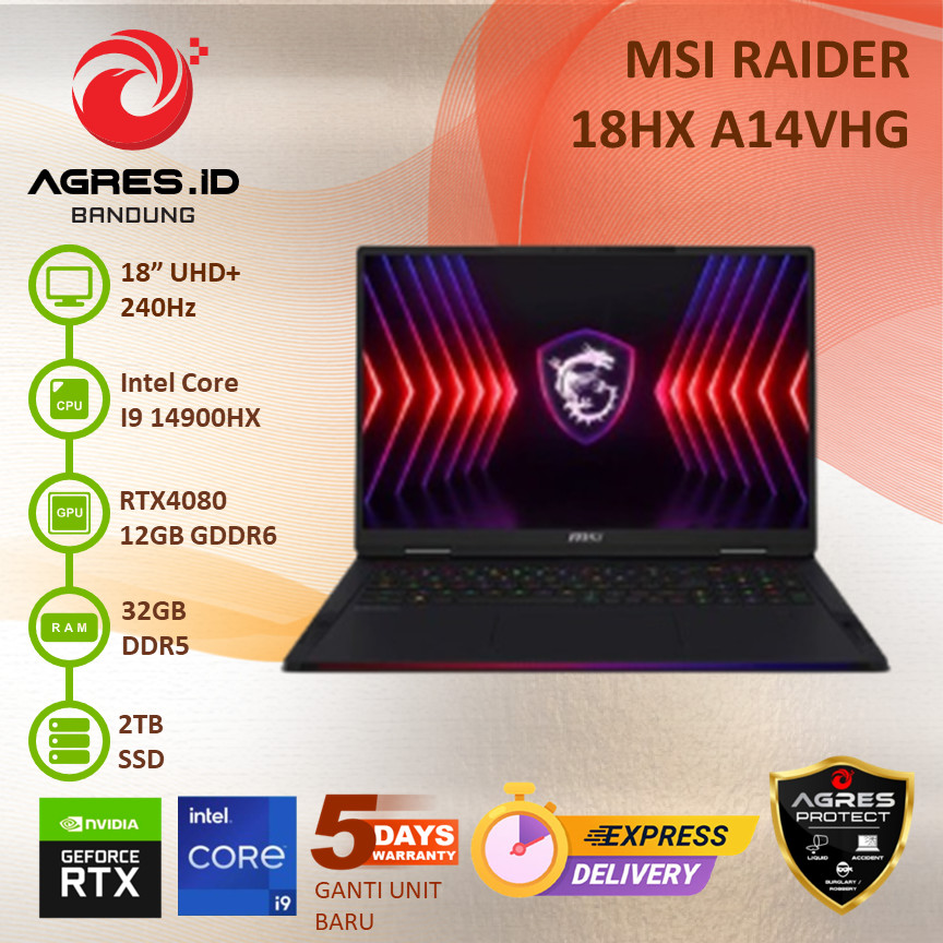 MSI RAIDER A14VHG I9 14900HX RTX4090 32GB 2TB 18" UHD+ MINILED 240HZ