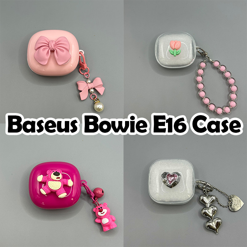 Case Baseus E16 Premium Bowie Encok Lucu Transparant Casing Earphone TWS Pelindung Cover Karl