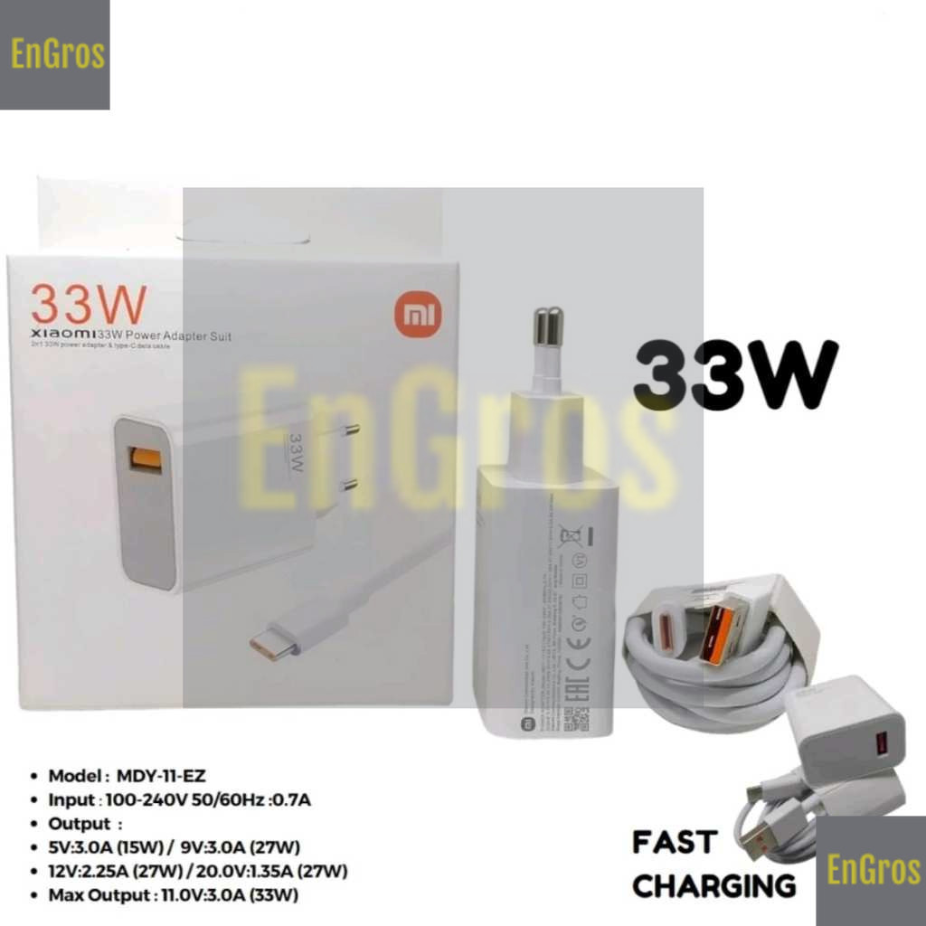 (CEK TIPE COLOKAN) 33W Charger Travel Xiaomi 33 Watt Turbo Charging Xiaomi 33Watt MDY11EZ MDY-11-EZ