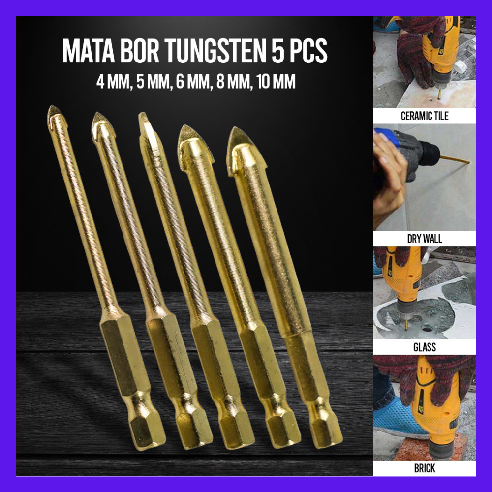 TokoMaspul-COD-5PCS Mata Bor untuk Mata Bor Silang Granit/keramik/beton/kaca/granit Set Mata Bor tem