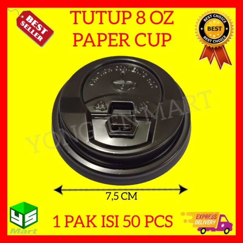 Tutup paper cup 8 oz / hot lid paper cup 8 oz hitam