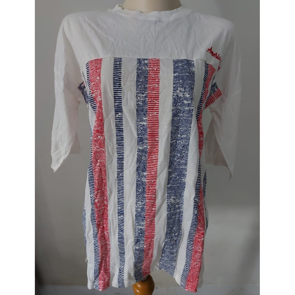 L/-Kaos WANITA-Tshirt Wanita-LENGAN 3/4-AM3RICAN JEANS-PUTIH/2024