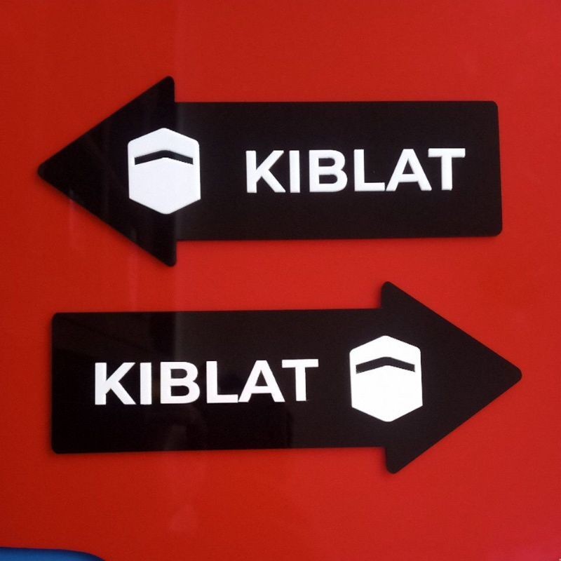 Kiblat Sign In Acrylic / Papan Petunjuk Kiblat Akrilik