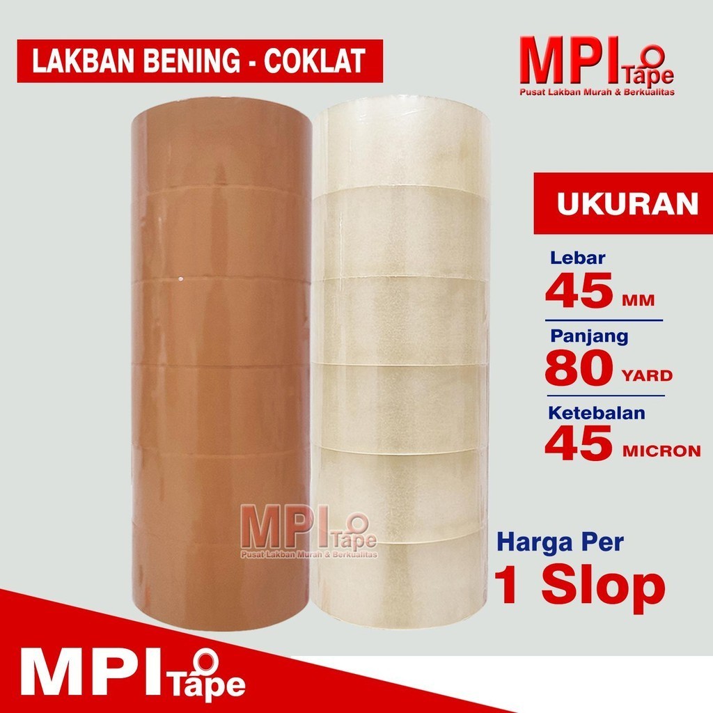 

1 Slop - Lakban Bening - Lakban Coklat MPI 45 mm x 80 yard - Lakban Packing