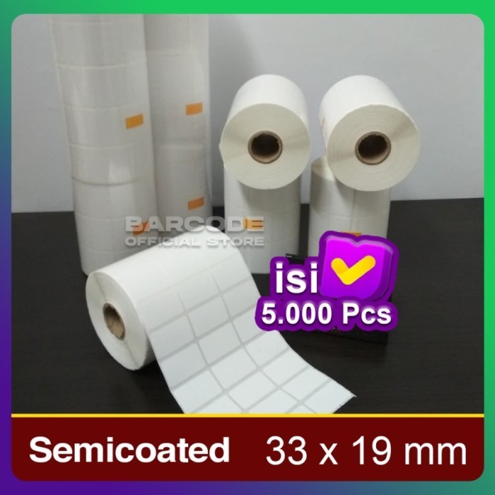 

Stiker Label Semicoated 33x19mm / 33x15 mm / 33 x 15 Barcode 3 Line -TMA56