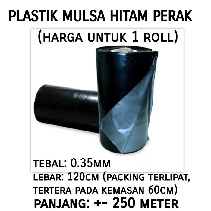 Plastik mulsa hitam plastik packing lebar 1.2 M panjang 250 M (1 roll)