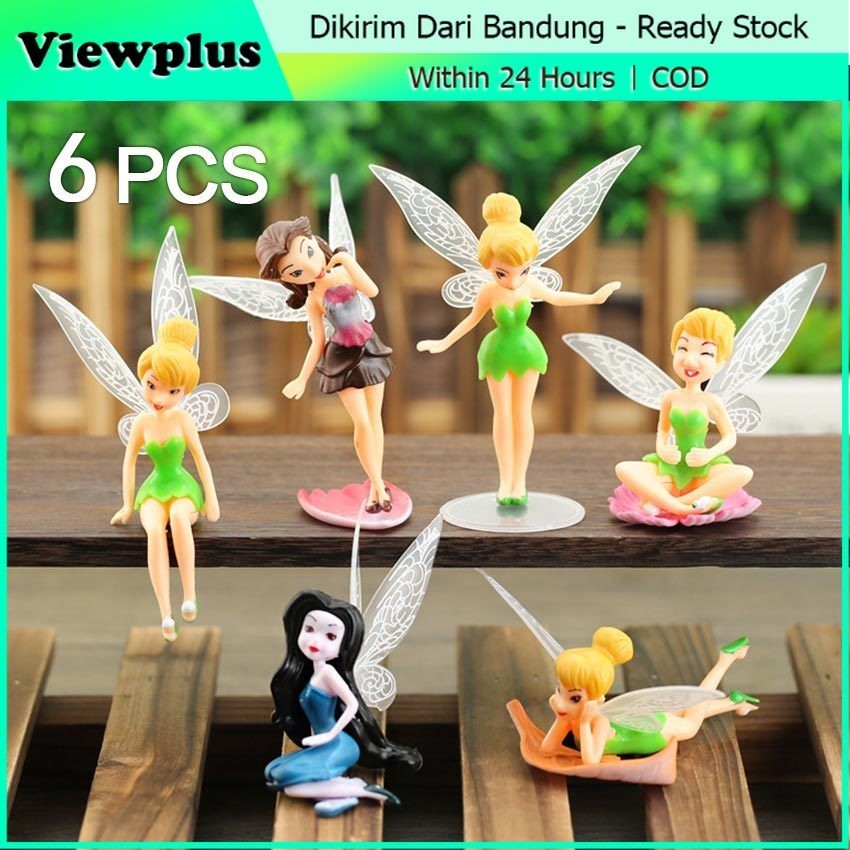 6Pcs Miniatur Peri Tinker Bell Mainan Pajangan Miniatur Hiasan Cake Topper Kue Tinkerbell / /Miniatu