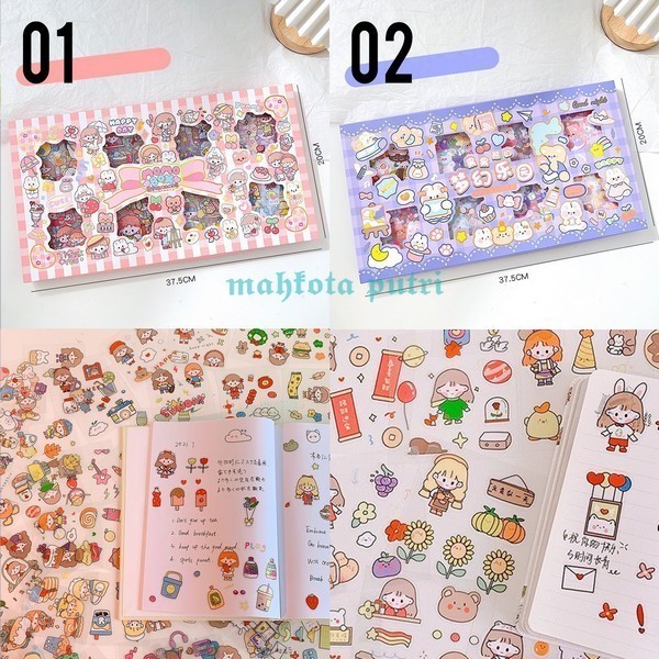 

LKM327 200 Lembar Stiker Motif Kartun Korea Lucu Anti Air Dekorasi - 01