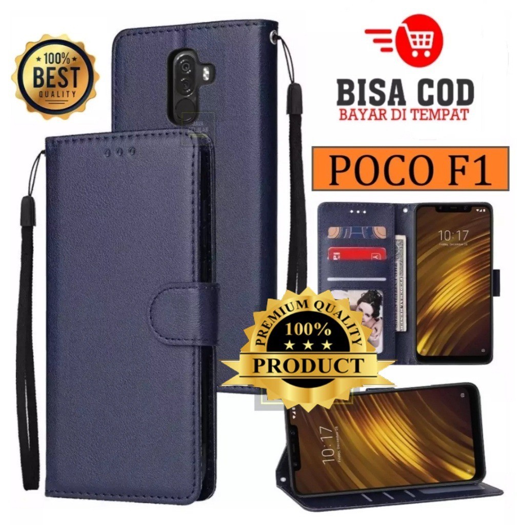Xiaomi POCO F1 Wallet Case Kulit - Casing Dompet Case Wallet Leather Flip Case Xiaomi POCO F1 casing
