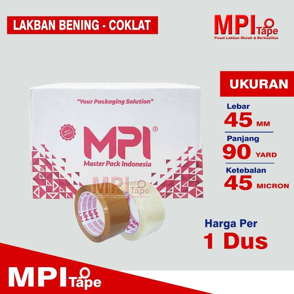 

1 Dus - Lakban Bening - Cokelat 45 mm x 90 Yard - Lakban Packing - MPI