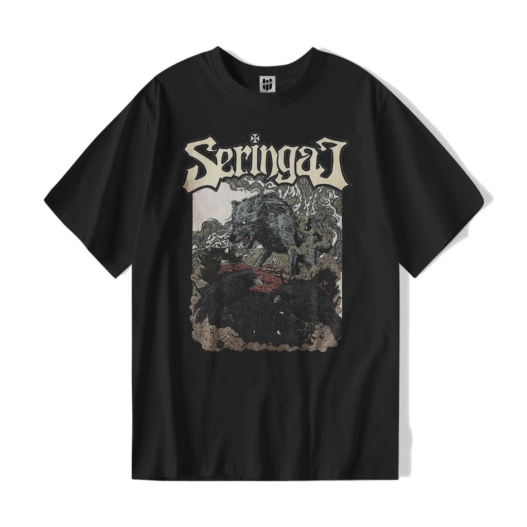 【COD】 T-Shirt Merchandise SERINGAI Band V.4 Serigala Militia | Bootleg Premium KAOS