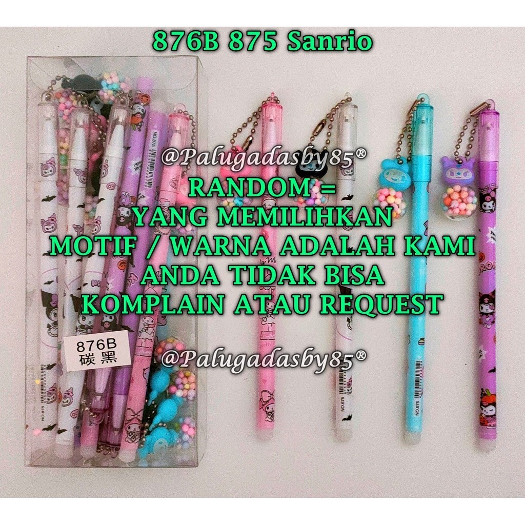 

(1 Biji) GROSIR Bolpen Gantung Sanrio 876B 875 TIDAK BISA PILIH WARNA / Gelpen Gantung Viral