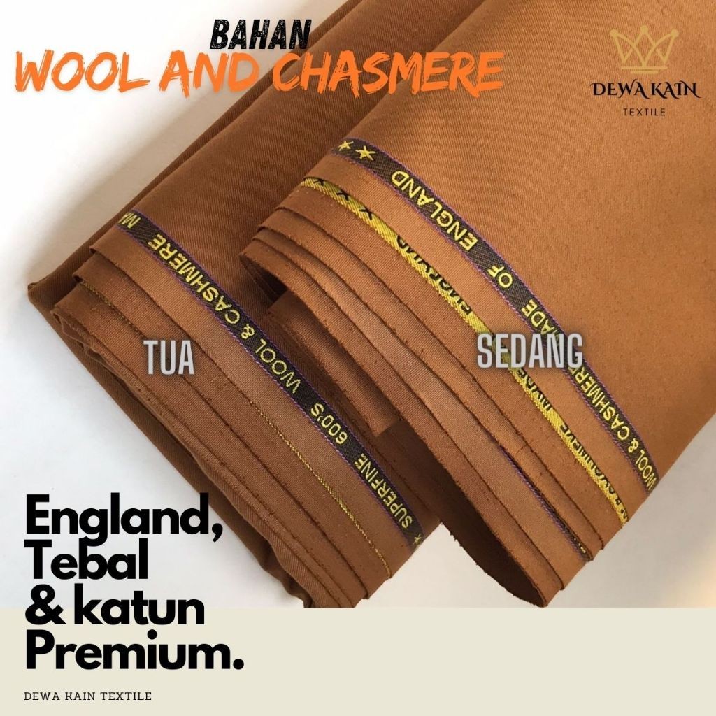 Kain Pemda Khaki Premium Wool Italy Meteran