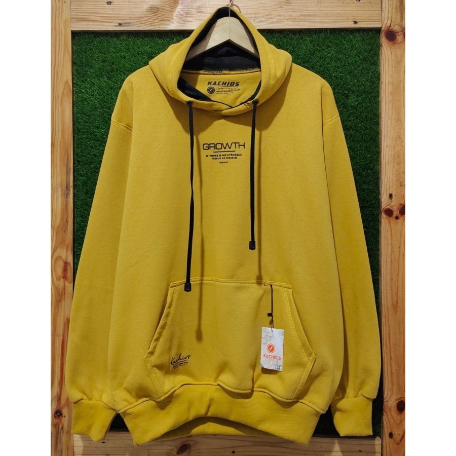DINDASHOPEE Jaket Hodie Pria Polos Tebal Sweter Hodie Khacios Original Brand Lokal - Kuning, M