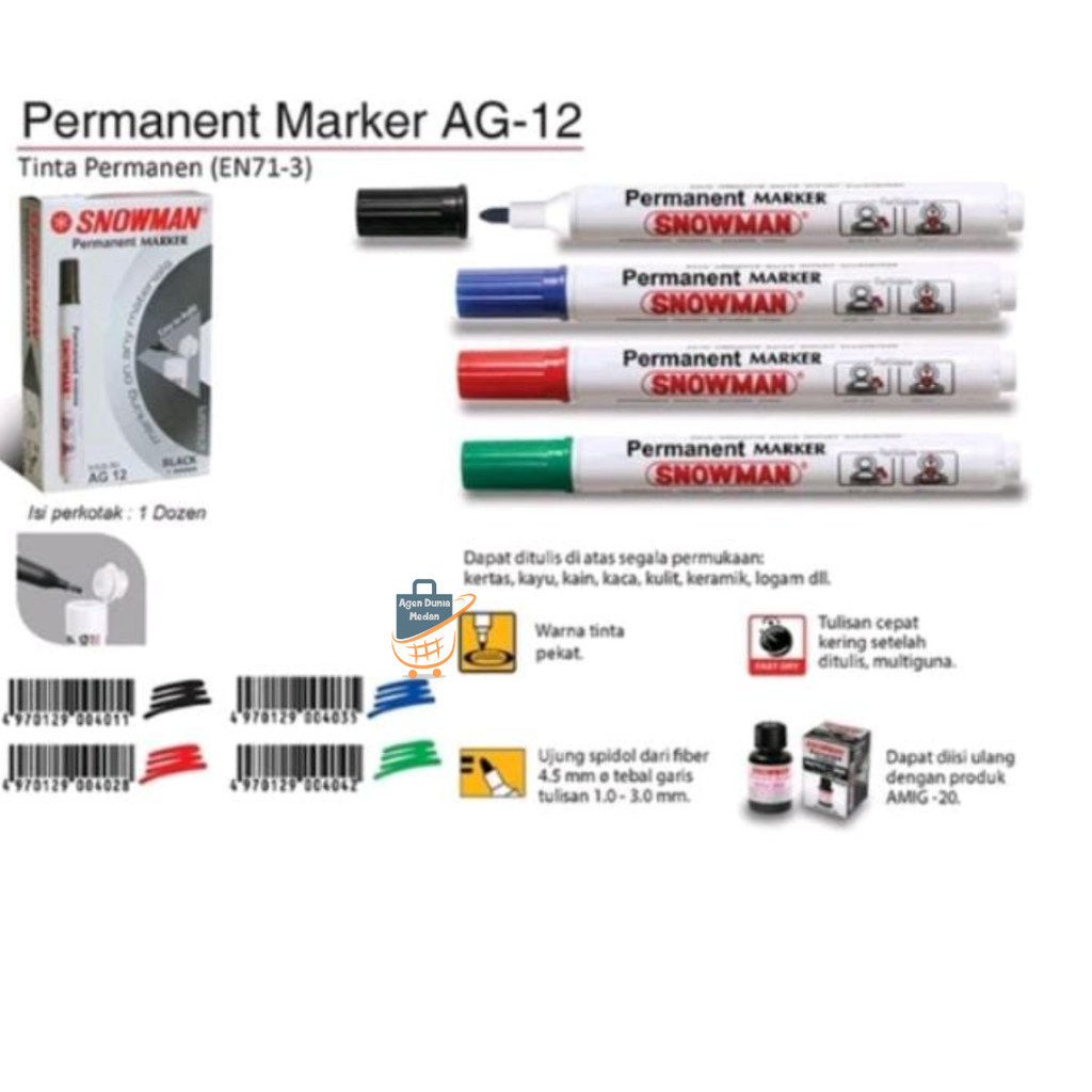 

Spidol Snowman Permanent Marker Hitam/Merah