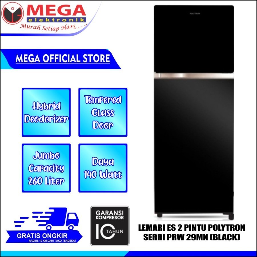 LEMARI ES POLYTRON 2 PINTU PRW-29MN / PRW 29 MN / PRW29MN KULKAS MURAH