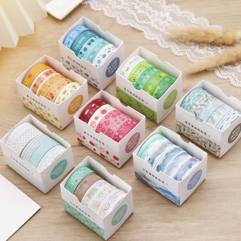 

Journamm.id 5rolls Tape Vintage Geometry tape masking tape diy DIY Bahan Dekoratif Sticker Student Sticker Stationery