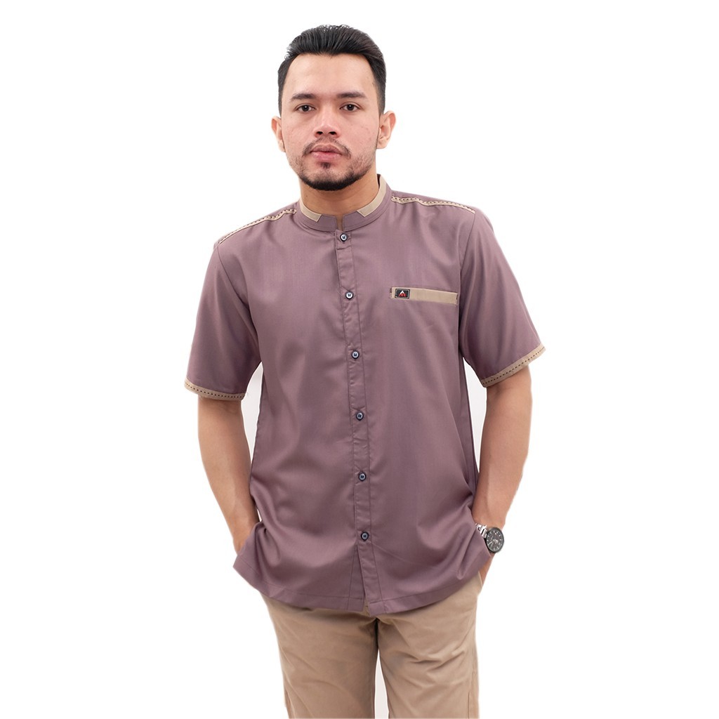 AMEENAH 03 - Baju Koko Pria Lengan Pendek Dusty Purple
