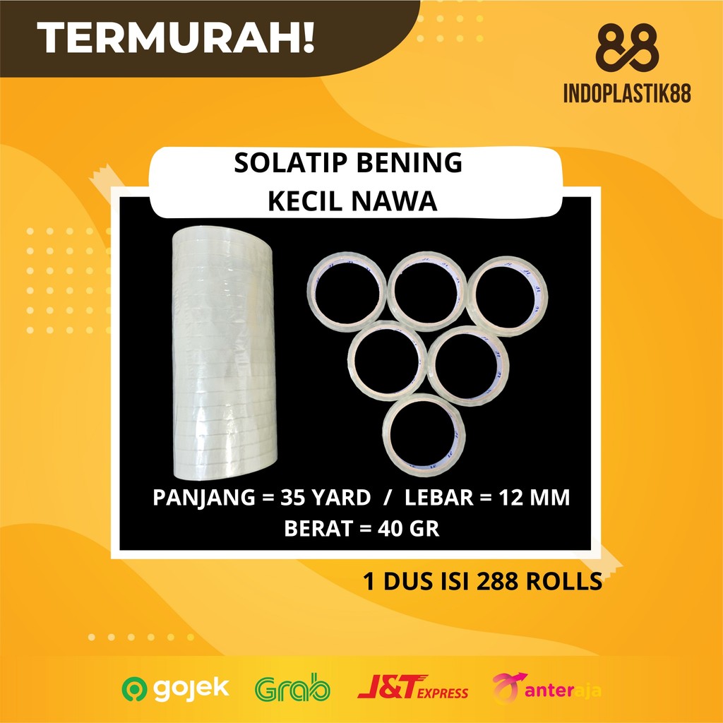 

SOLATIP BENING KECIL UK 12MM X 35Y MERK NAWA / SOLATIP PACKING / SOLATIP MULTI FUNGSI