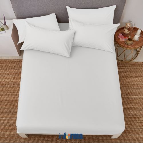INFORMA LINOTELA 160X200 CM SEPRAI QUEEN KATUN FITTED - PUTIH SPREI POLOS SEPRAI AESTHETIC SEPREI