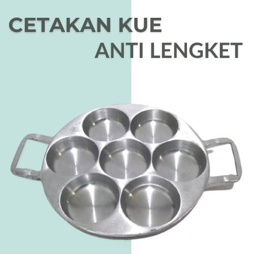 Set Cetakan Kue Khamir Lumpur Mini Bikang Mekar Martabak Manis Bulat 7 Lubang Anti Lekat Kitchenware