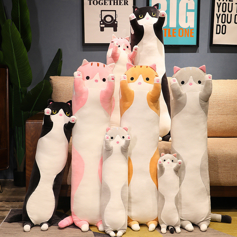 Long cat Pillow Plush Toy Cute Plush Cat Doll Cartoon Soft Stuffed  Kitten Pillow Long Doll Toy  Bir