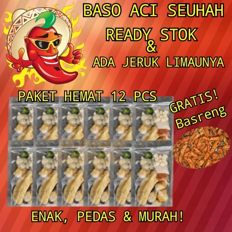 

Baso Aci 12 pcs / Baso Aci 12pcs / Paket Baso Aci Murah / Bakso Aci paket murah 12pcs FREE BASRENG