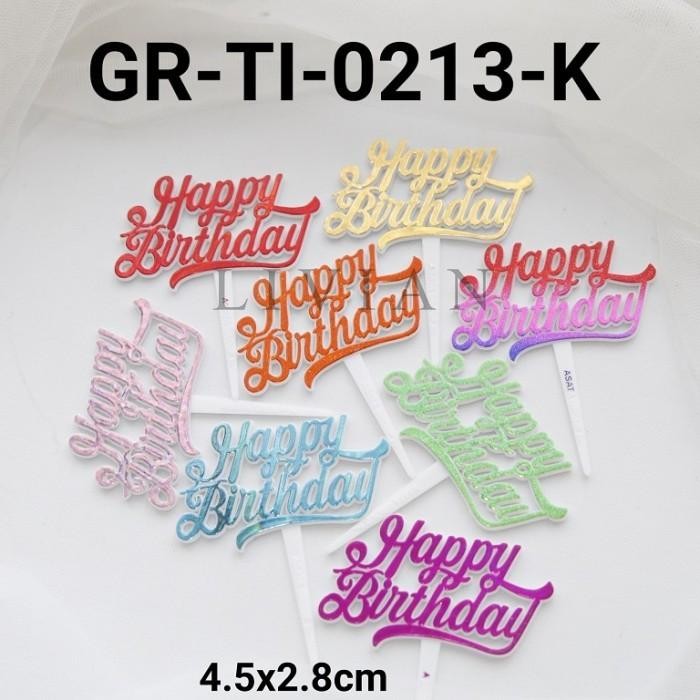 

lv GR-TI-0213-K Cake topper cupcake tulisan plastik mini happy birthday - TI-0213-KK-2
