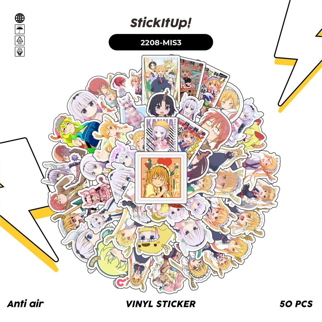 COD✨ 50 Pcs Stiker Pack ANIME SERIES MISS KOBAYASHI'S DRAGON MAID CHAR MIX 03 Lucu Aesthetic Vynil W