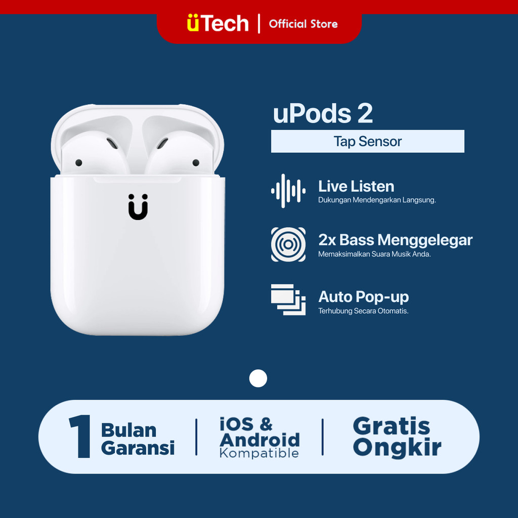 uPods Gen 2 TWS Wireless Charging Case [ Highest Upgrade + IMEI + Serial Detected ] by uTech Indones