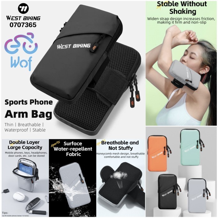 WEST BIKING 365 Tas HP Olahraga Lengan Tangan Lari Sepeda Outdoor Sports Phone Arm Bag Breathable Wa