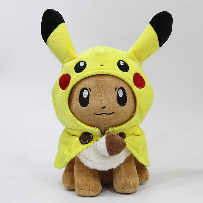 

Eevee Pikachu Cosplay Eevee Stuffed Dolls Pokemon Dressing Plush Cloak Cos Pikachu Plushies Kawaii Toys Hobbies Kids Gift