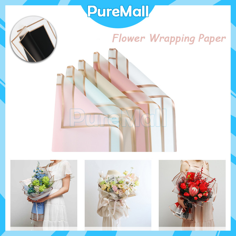 

Transparent Gold Line Flower Wrapping Paper 20pcs / Kertas Buket / Kertas Kado