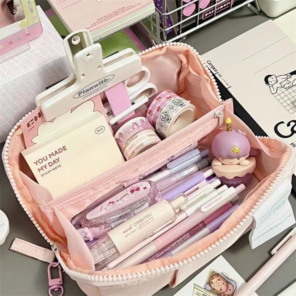 

Solid Pencil Case Kawaii Pencil Bag for Girls Cute Pen Pouch Box Large Capacity Student Back To School Supply Korean Stationery