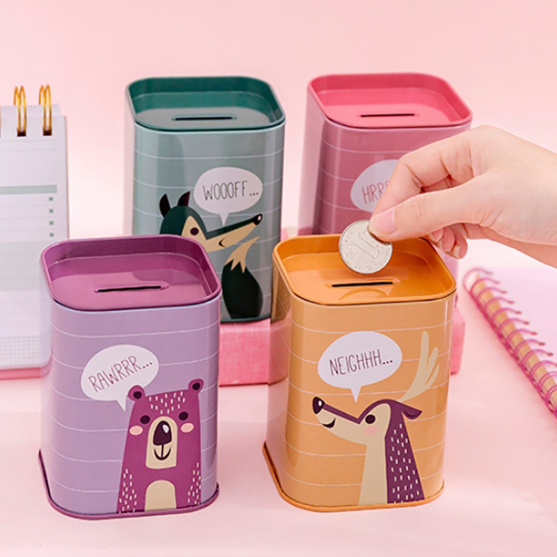 

Piggy Bank Metal Coin Box Cute Sundries Cans Storage Cans Gift Cans Home Decor Household Saving Money Box