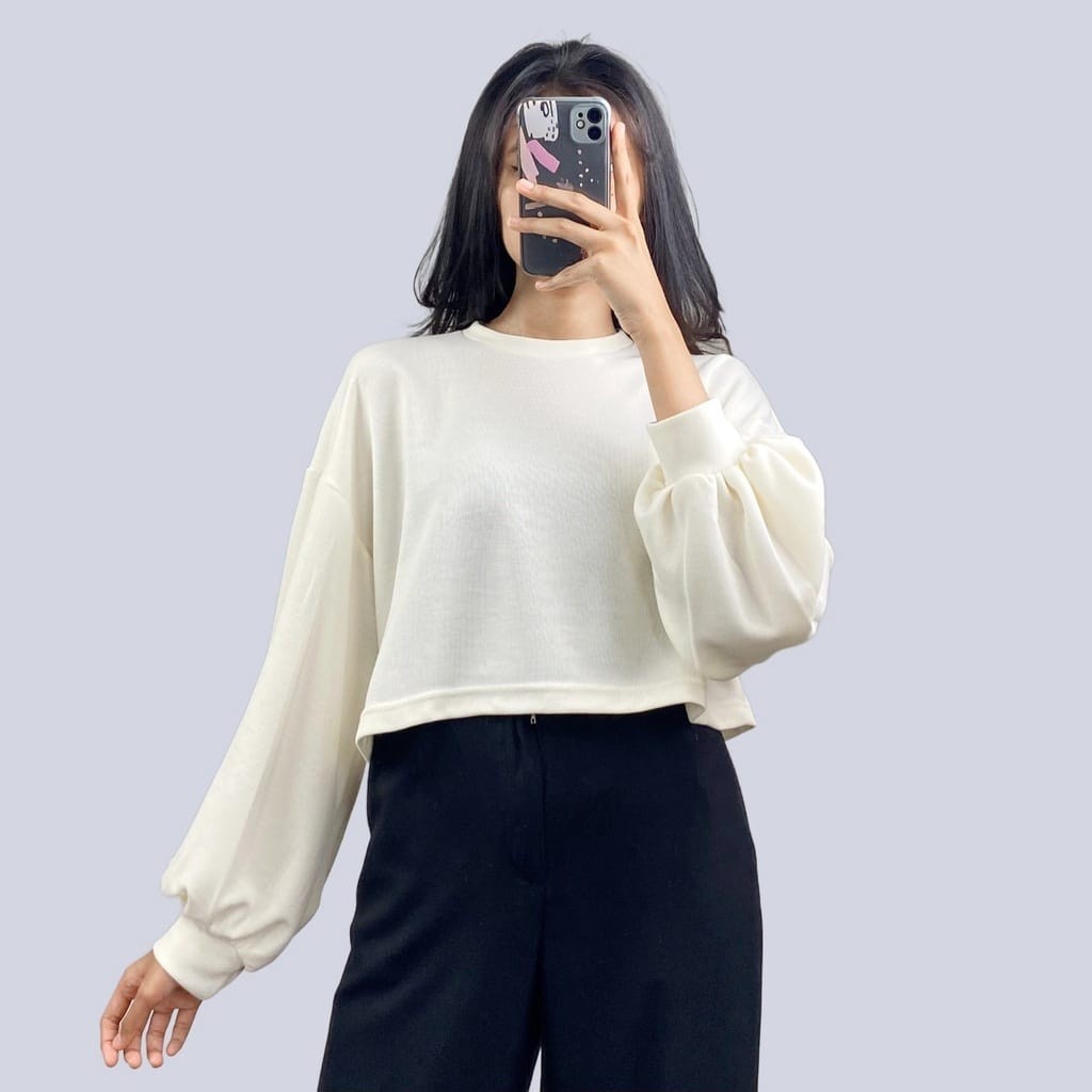 SAHIRA SWEATER CROP / BAJU BALON WANITA /