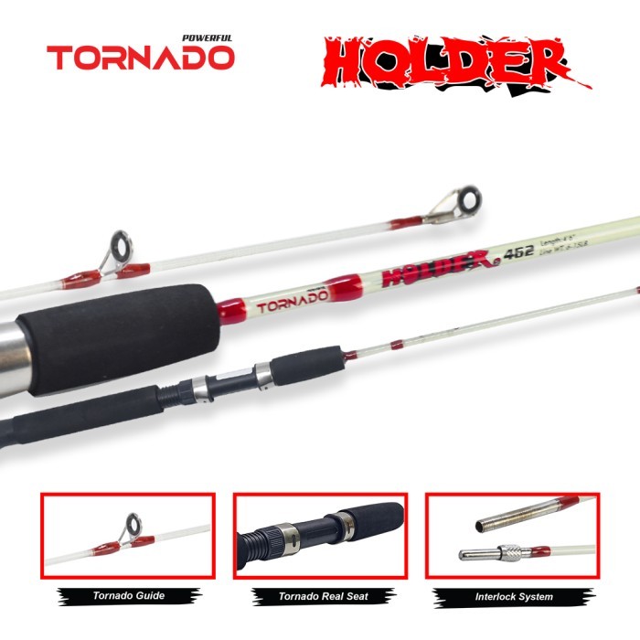 TORNADO Joran Pancing HOLDER Spinning Bahan Fiber Bening Sambung 2 Middle Joint 120CM - 150CM - Biru