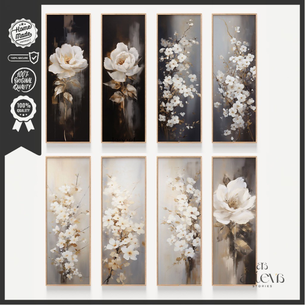 Hiasan Dinding Floral Art Klasik Keemasan - Lukisan Bunga Dark Vintage Aesthetic Gold | ARTEFLO