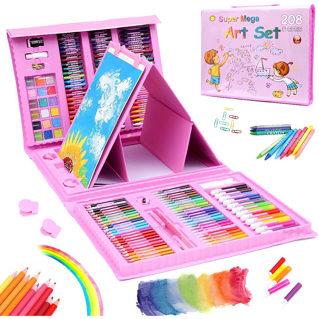 

208 PCS Crayon Super Mega Art Set |Krayon Set Melukis Menggambar |Mainan Edukatif Anak Best Seller