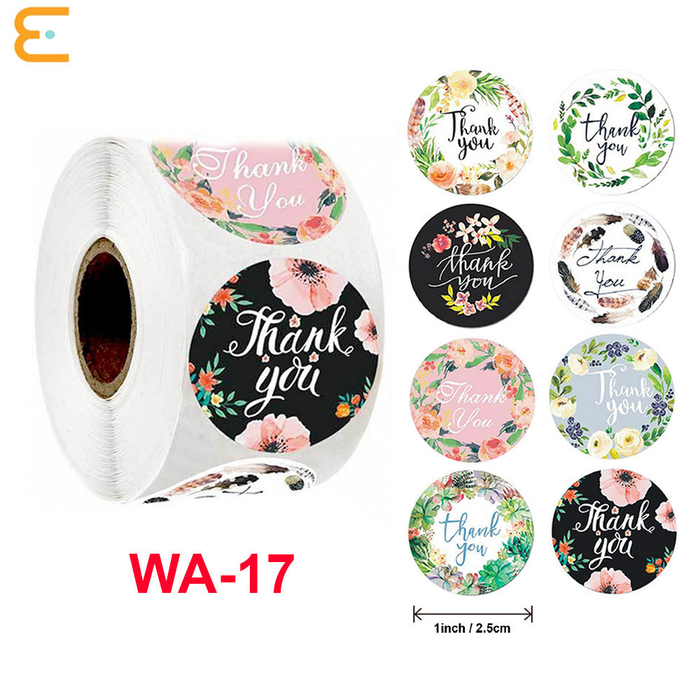 

Eeghrerr 500 pcs / set Stiker Penyegel Hadiah Terima kasih atas Desain Buku Harian Scrapbook Stiker Stiker Dekorasi Hadiah Pesta Ulang Tahun Liburan