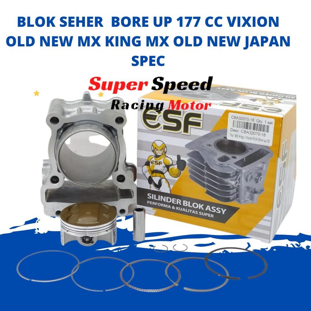 BLOK SEHER BORE UP VIXION OLD NEW MX OLD NEW MX KING 177 CC ESF JAPAN STANDAR